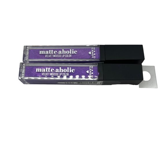 New Hard Candy Matte-aholic Velvet Mousse Lip Color 1534 Purple Shimmer Set of 2 - Picture 2 of 4